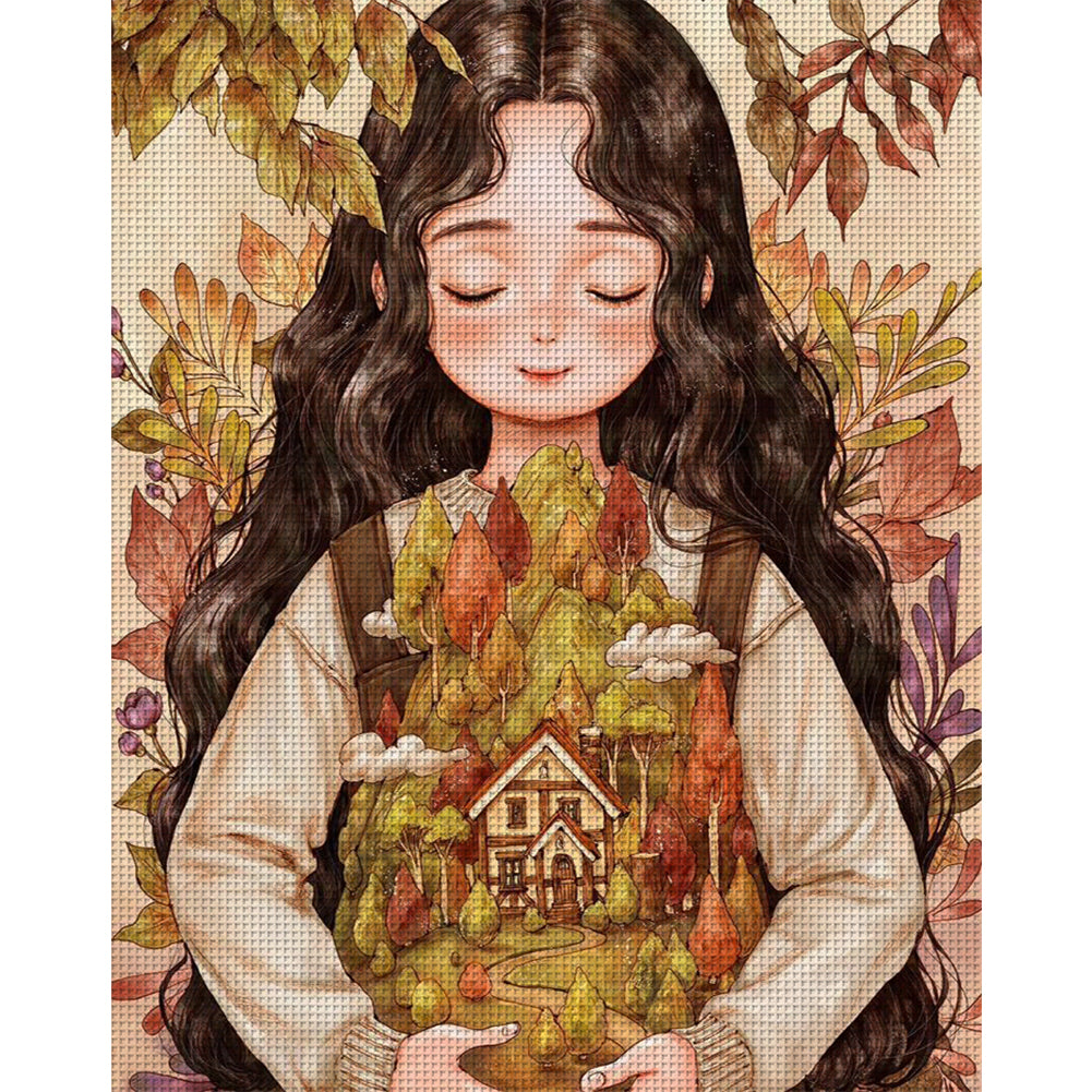 Cartoon Girl - 11CT Stamped Cross Stitch 50*60CM