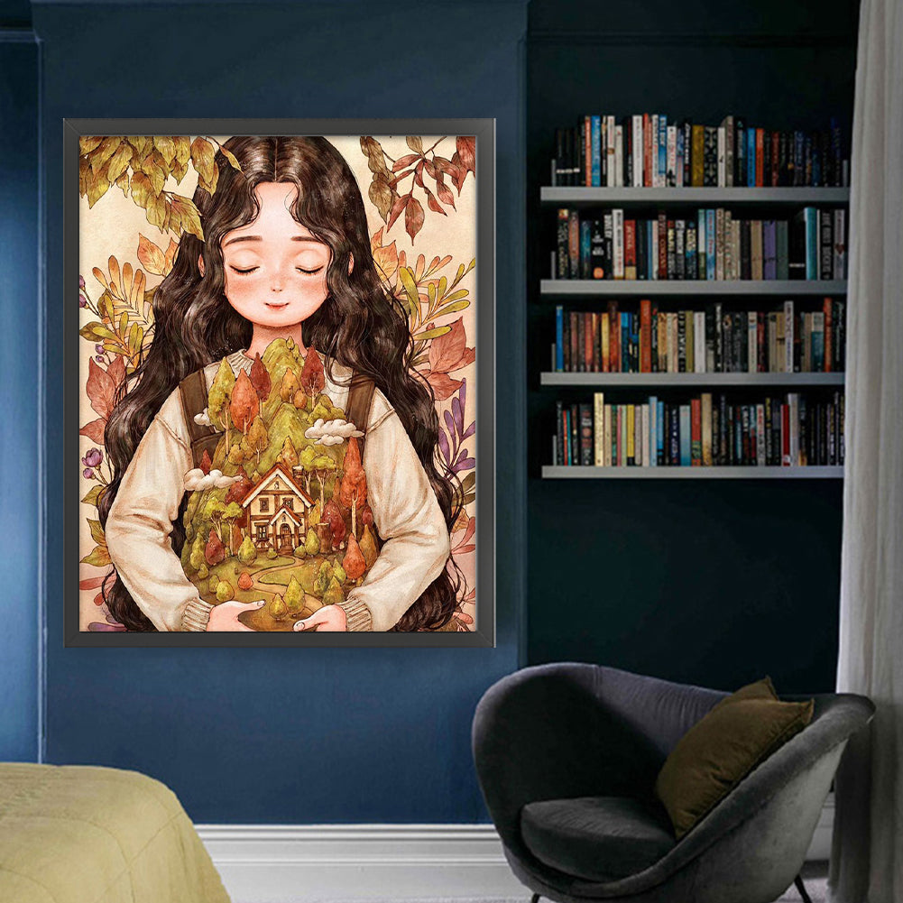 Cartoon Girl - 11CT Stamped Cross Stitch 50*60CM