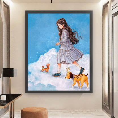 Cartoon Girl - 11CT Stamped Cross Stitch 50*60CM(Joy Sunday)