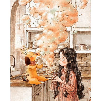 Cartoon Girl - 11CT Stamped Cross Stitch 50*60CM