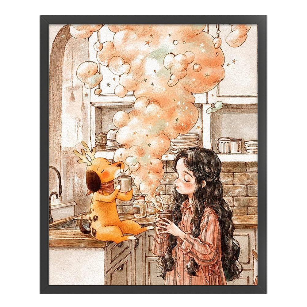 Cartoon Girl - 11CT Stamped Cross Stitch 50*60CM