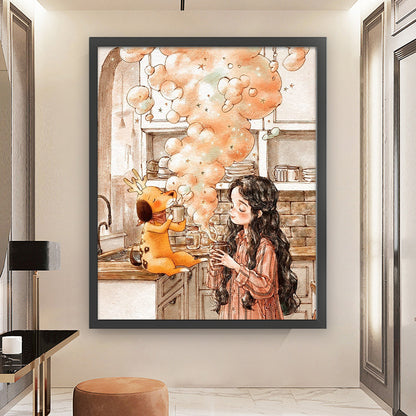 Cartoon Girl - 11CT Stamped Cross Stitch 50*60CM