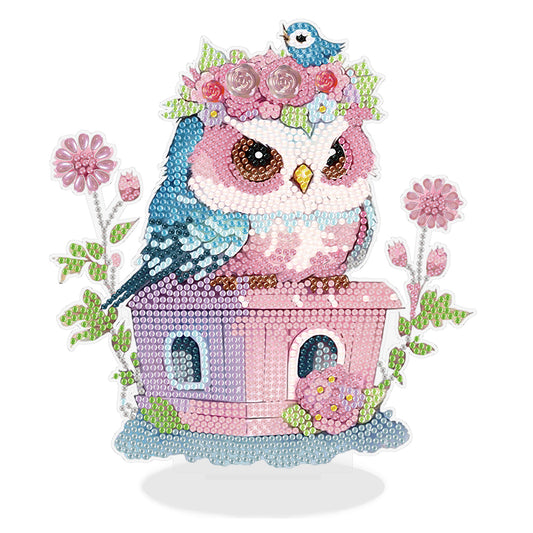 Owl Cottage Round Diamond Painting Desktop Decorations for Office Desktop Decor