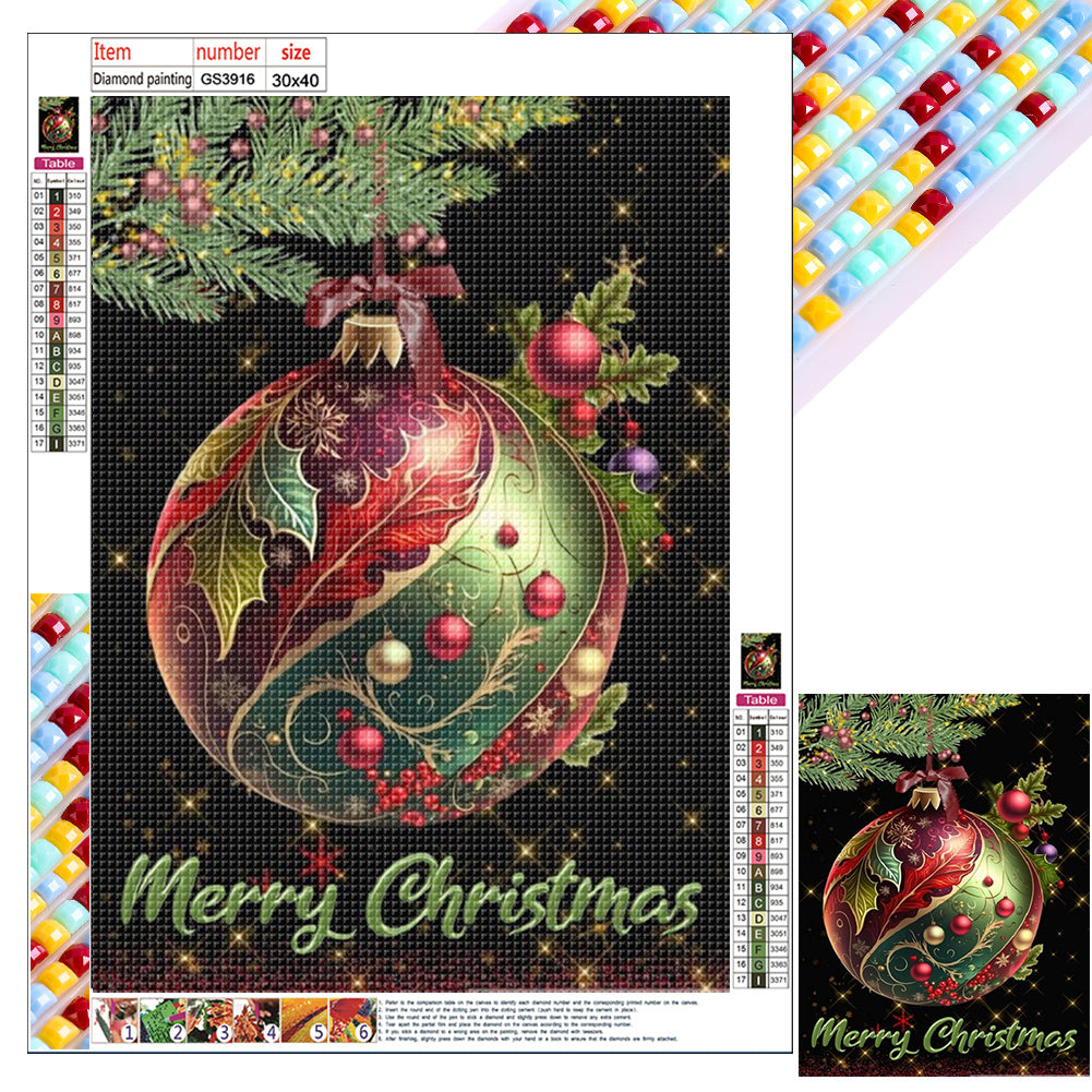 Christmas Balls - Full Square Drill Diamond Painting 30*40CM