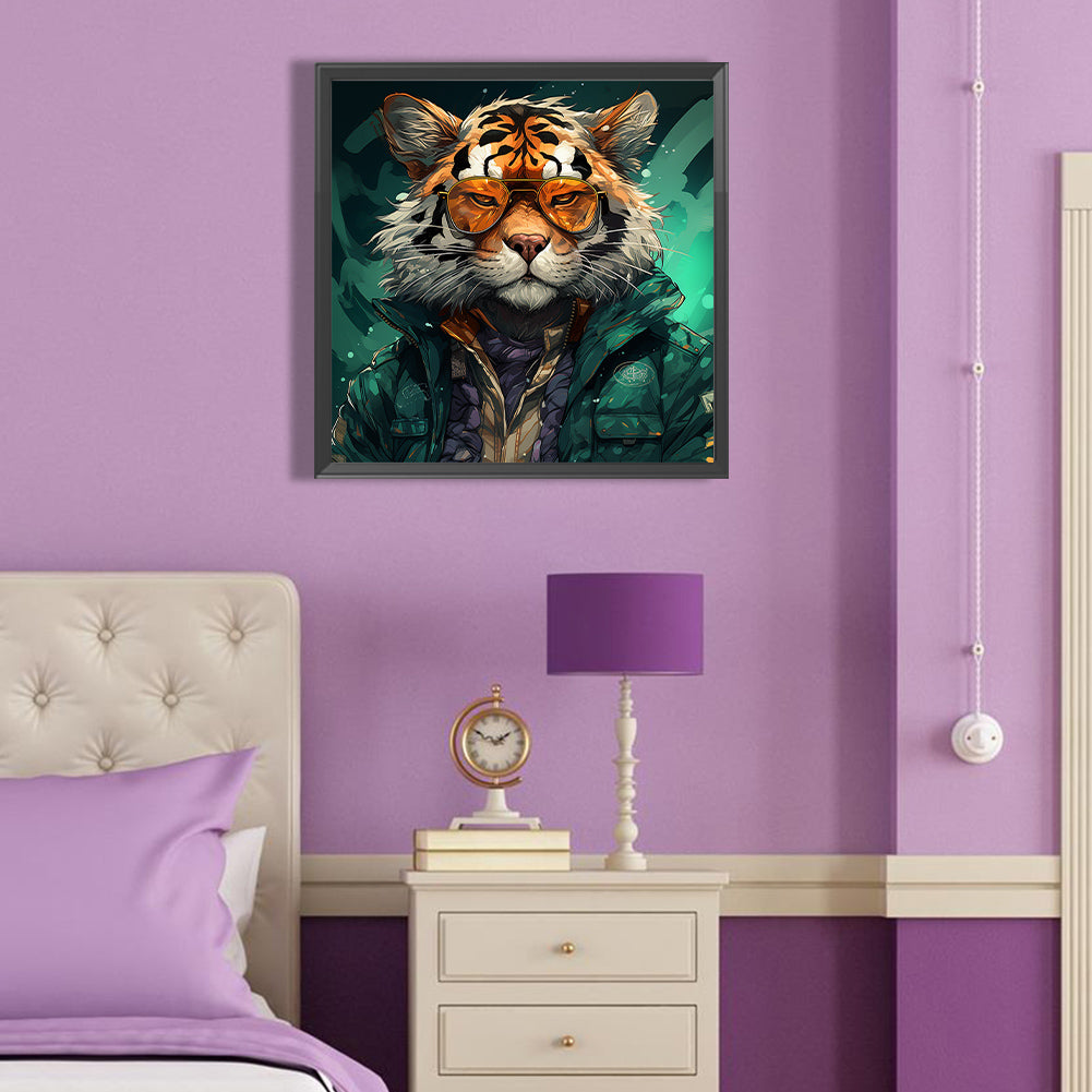 Anthropomorphic Tiger - Full Round Drill Diamond Painting 40*40CM