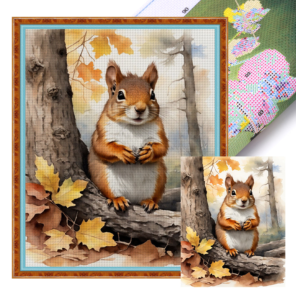 Squirrel - 11CT Stamped Cross Stitch 40*50CM