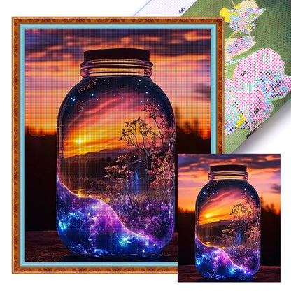 Fantasy Glass Bottle - 11CT Stamped Cross Stitch 35*45CM