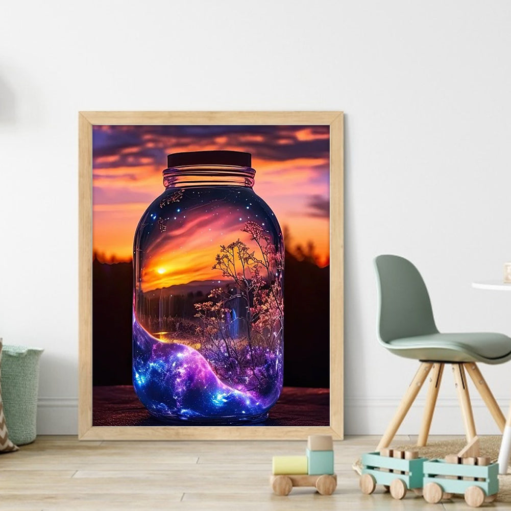 Fantasy Glass Bottle - 11CT Stamped Cross Stitch 35*45CM