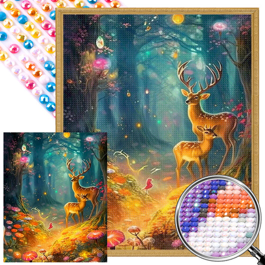 Little Deer And Dream Forest - Full AB Round Drill Diamond Painting 40*50CM