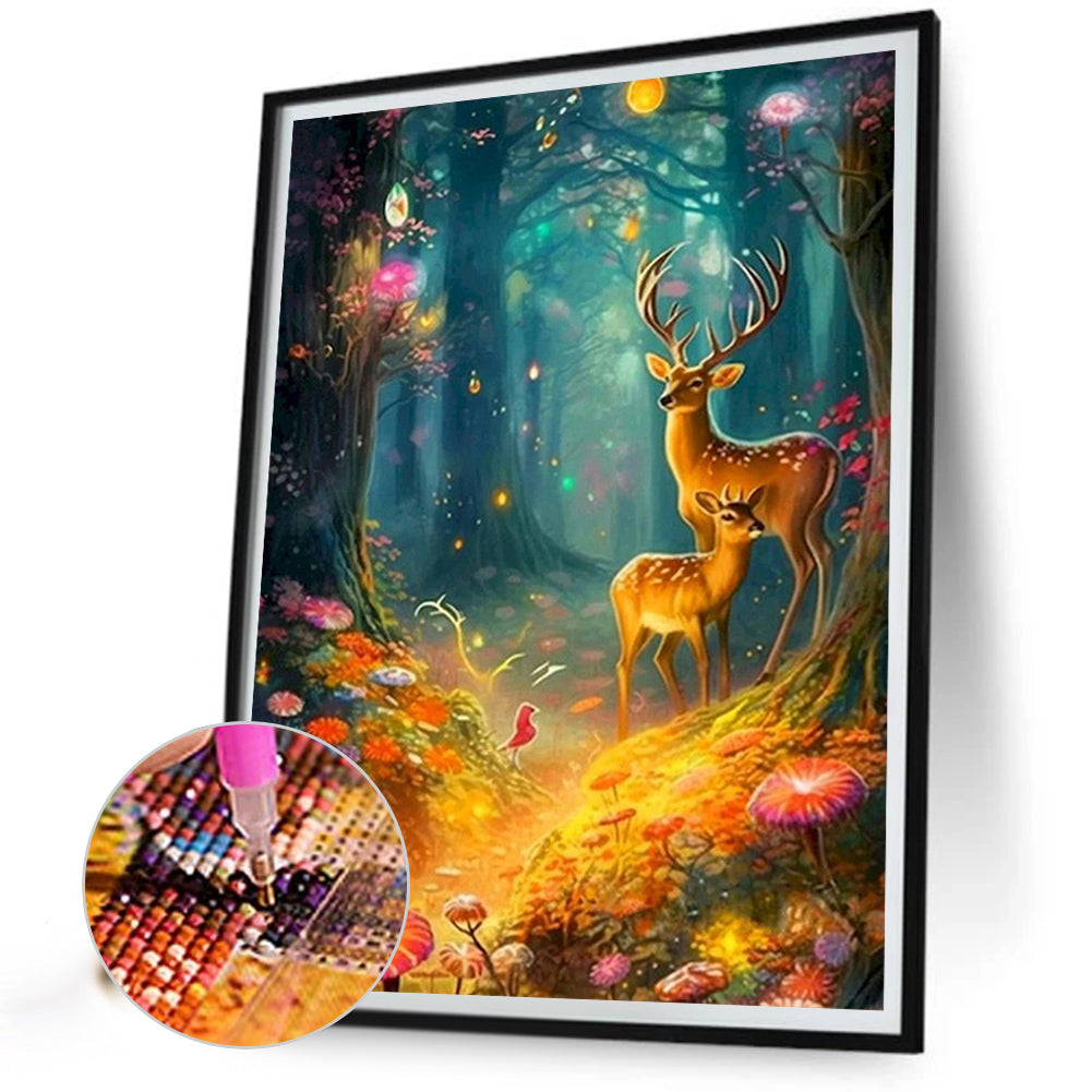 Little Deer And Dream Forest - Full AB Round Drill Diamond Painting 40*50CM