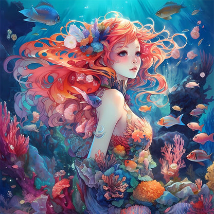 Girl In The Underwater World - 14CT Stamped Cross Stitch 50*50CM