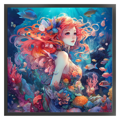 Girl In The Underwater World - 14CT Stamped Cross Stitch 50*50CM