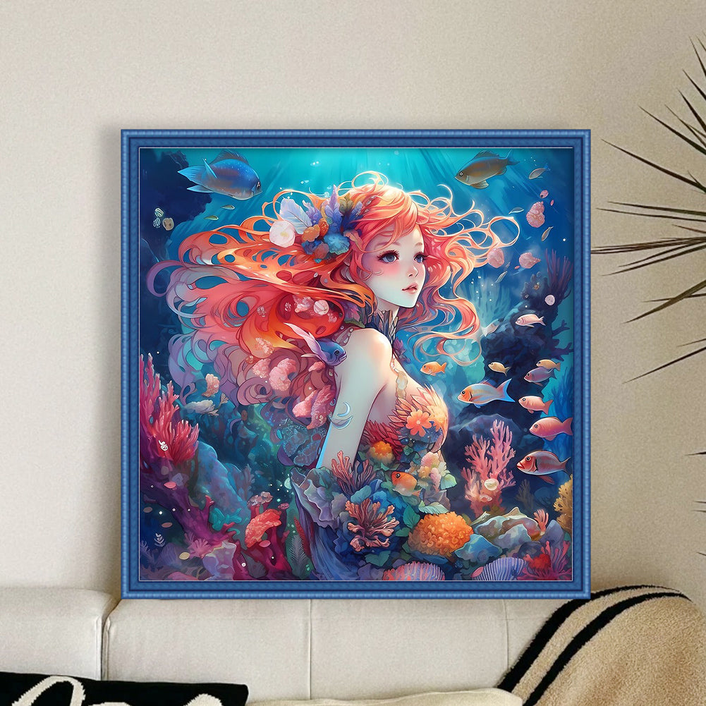 Girl In The Underwater World - 14CT Stamped Cross Stitch 50*50CM