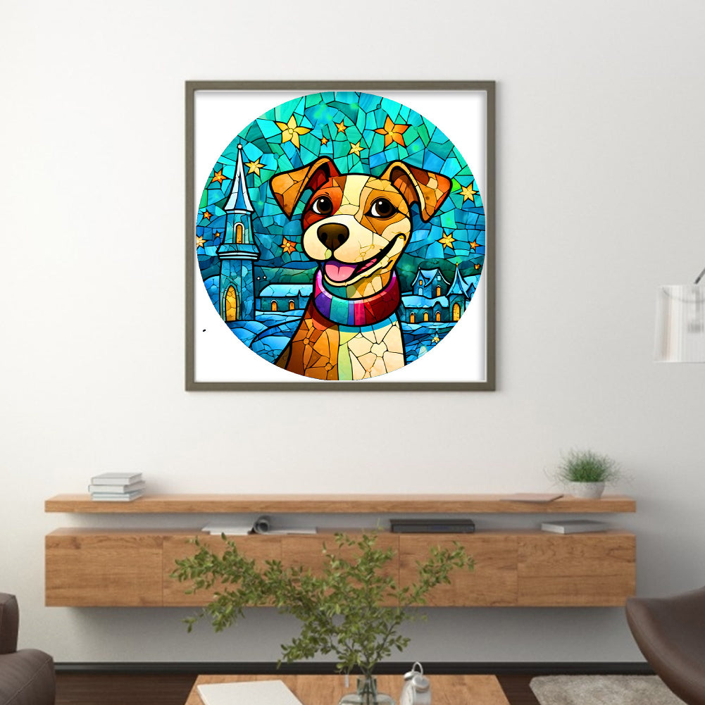 Glass Painting-Dog - 14CT Stamped Cross Stitch 40*40CM