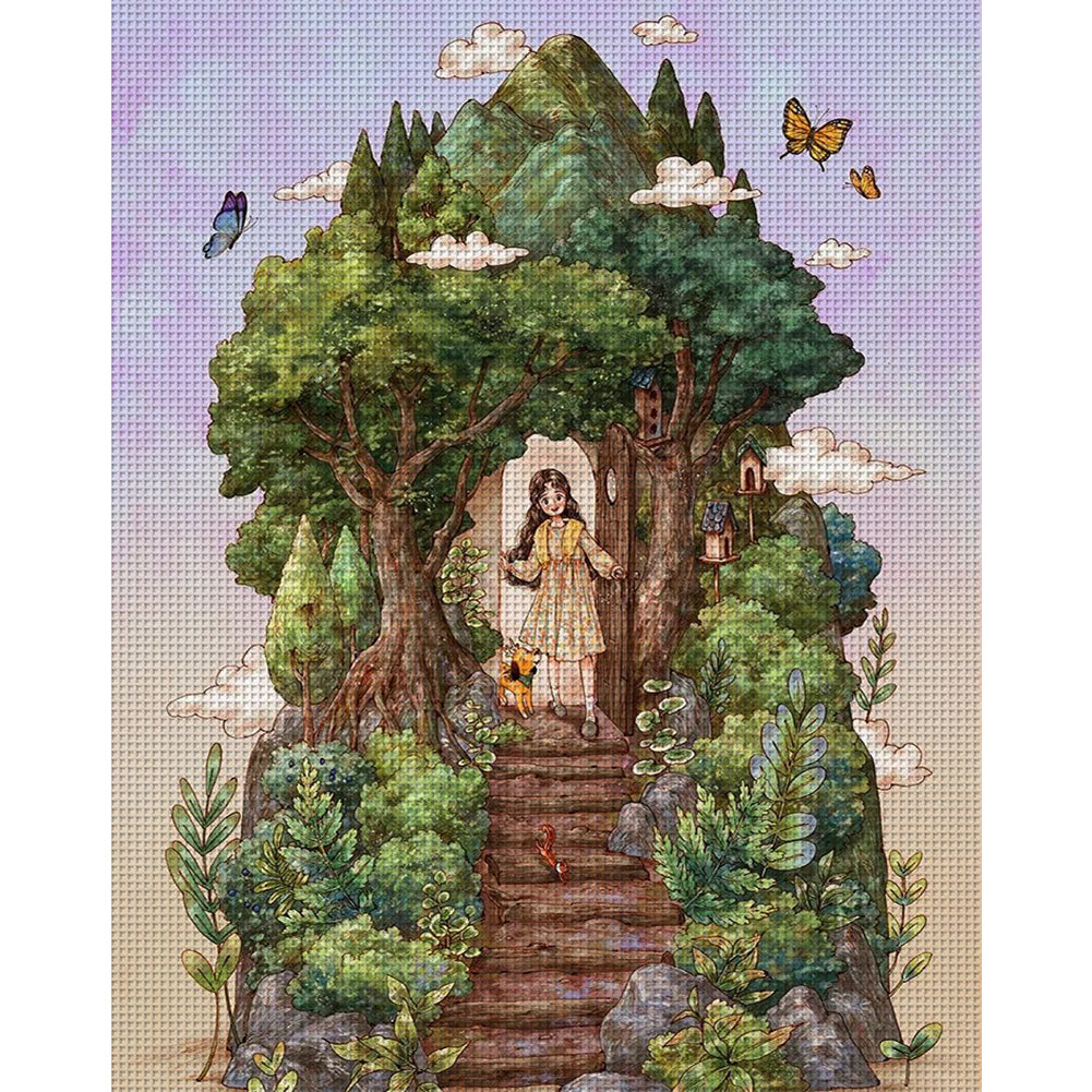 Forest Girl - 11CT Stamped Cross Stitch 50*60CM