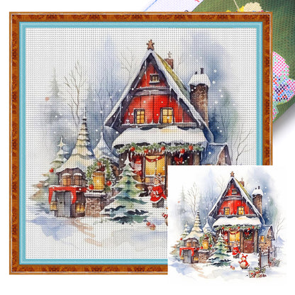 Snow House - 11CT Stamped Cross Stitch 50*50CM