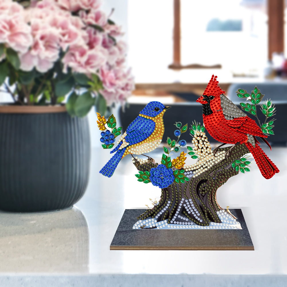 Wooden Beautiful BirdDiamond Painting Desktop Decor for Table Office Home Decor