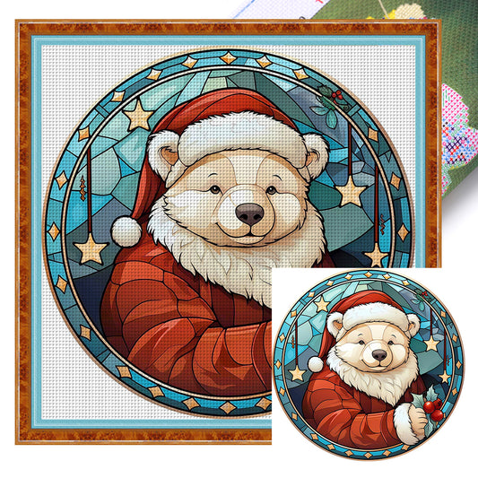 Christmas Polar Bear - 18CT Stamped Cross Stitch 20*20CM