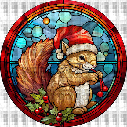 Christmas Squirrel - 18CT Stamped Cross Stitch 20*20CM