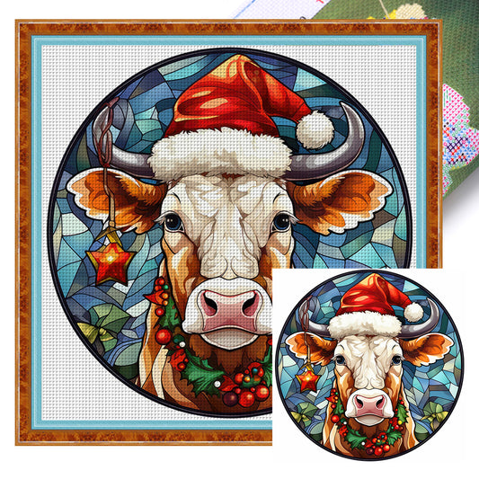 Christmas Yak - 18CT Stamped Cross Stitch 20*20CM