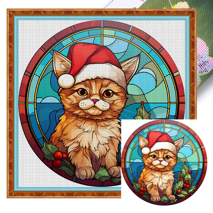 Christmas Cat - 18CT Stamped Cross Stitch 20*20CM