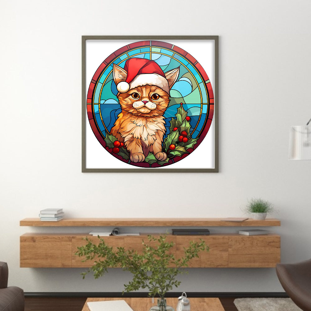 Christmas Cat - 18CT Stamped Cross Stitch 20*20CM