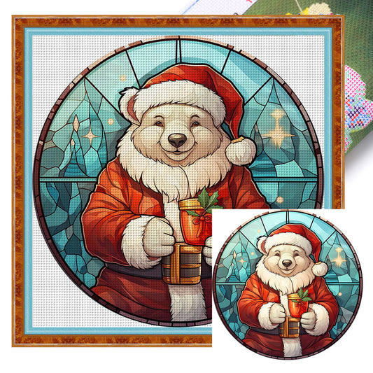 Christmas Polar Bear - 18CT Stamped Cross Stitch 20*20CM