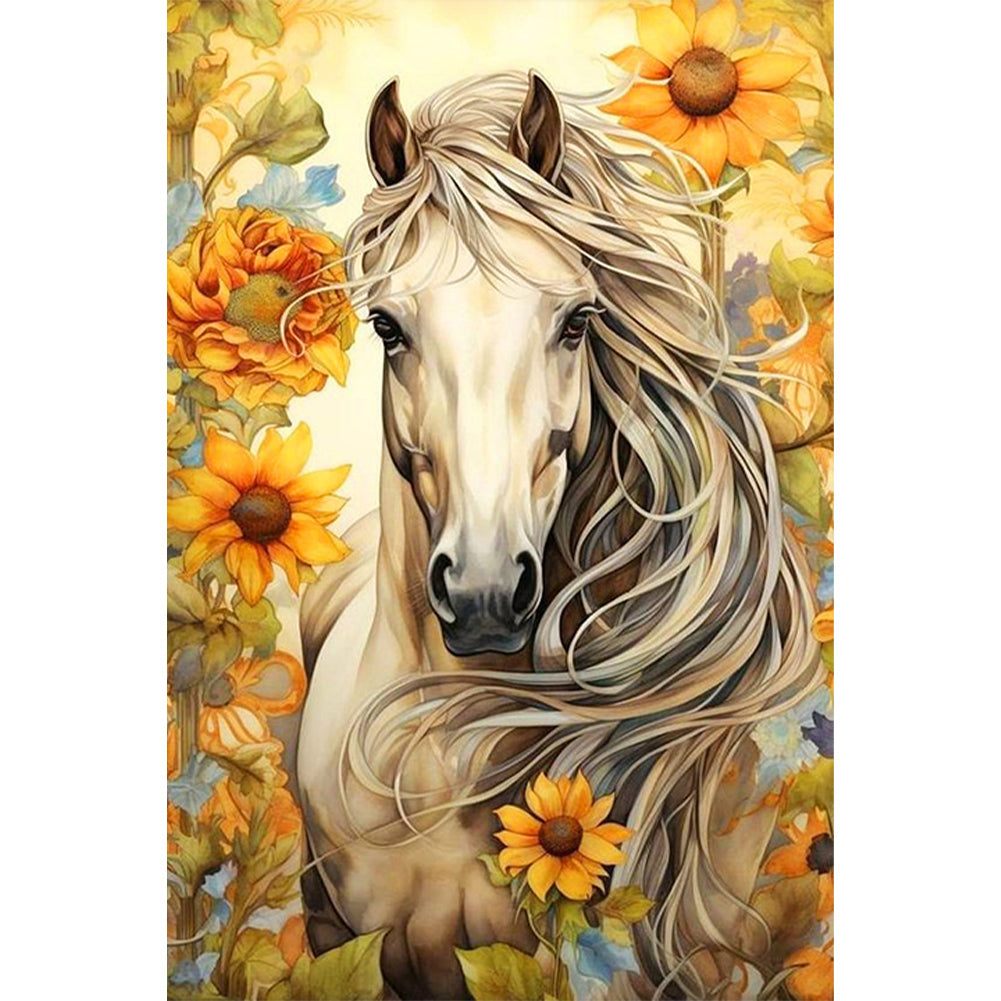 Sunflower Horse - Full AB Round Drill Diamond Painting 40*60CM