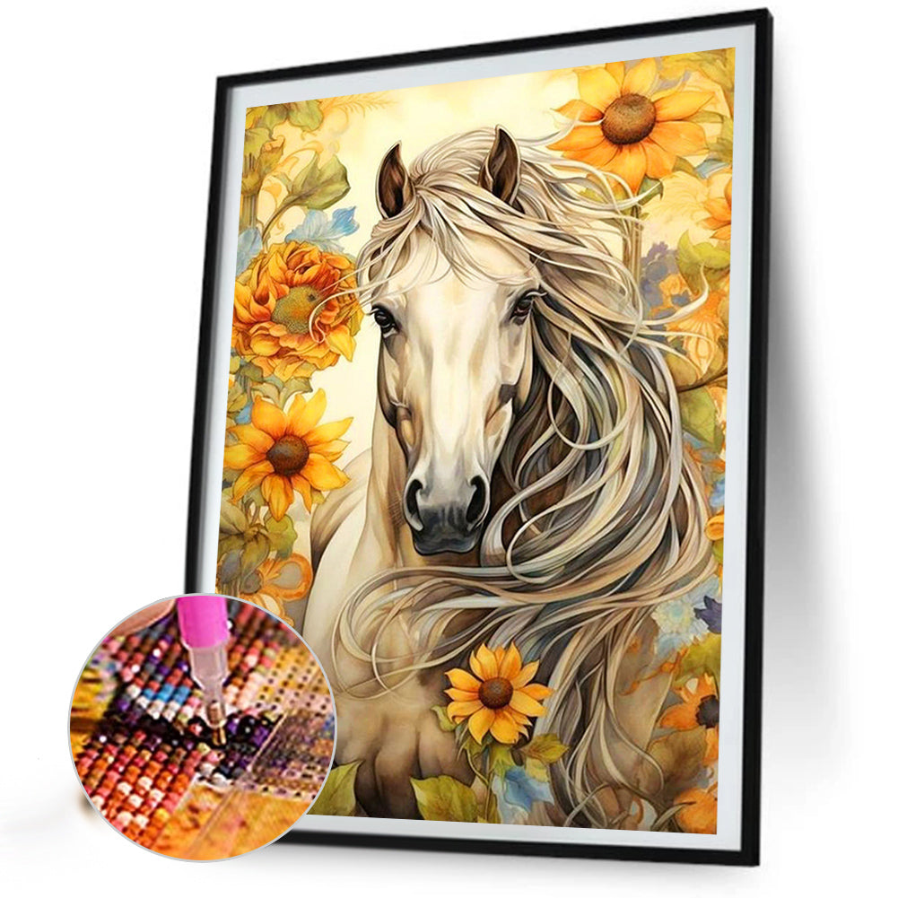 Sunflower Horse - Full AB Round Drill Diamond Painting 40*60CM