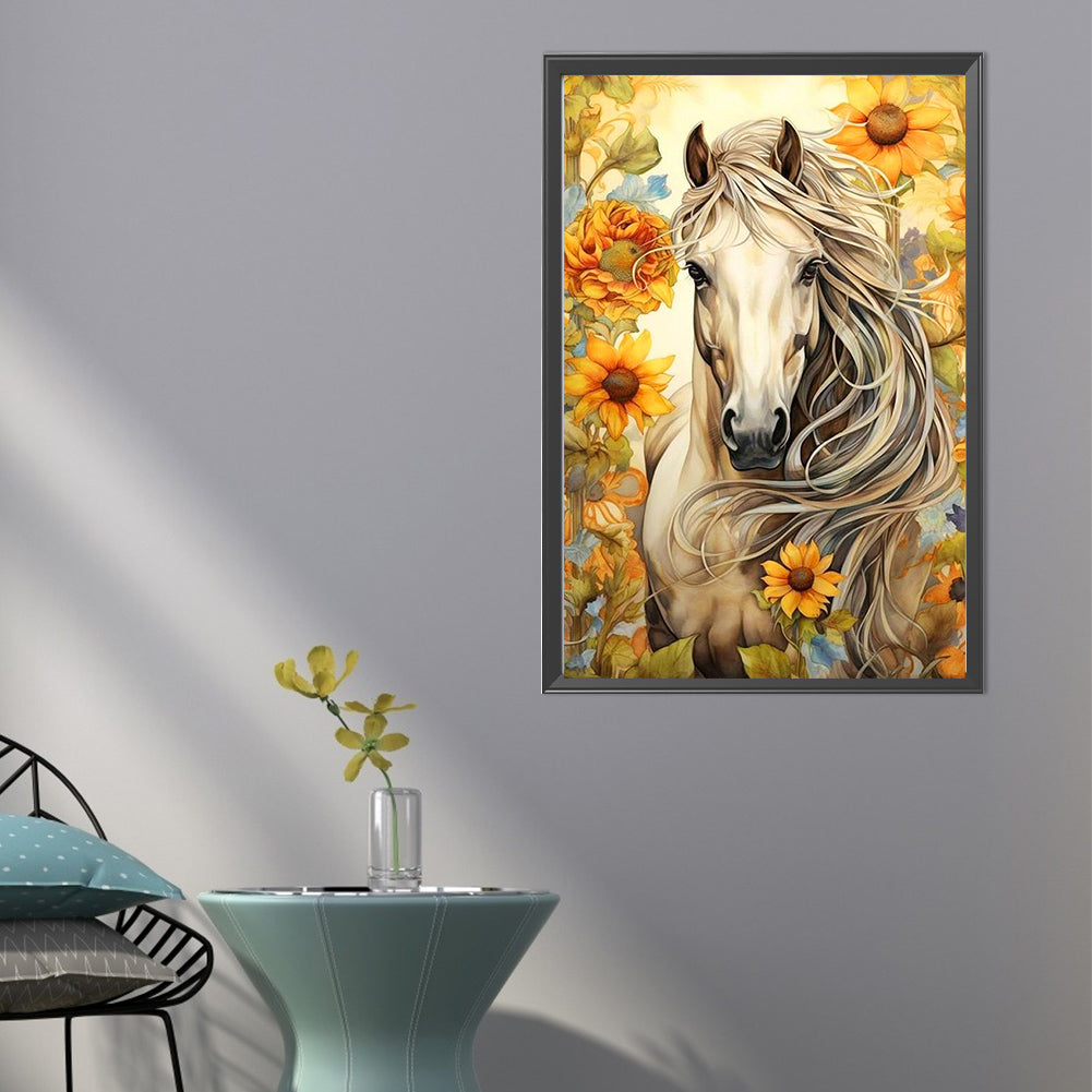 Sunflower Horse - Full AB Round Drill Diamond Painting 40*60CM