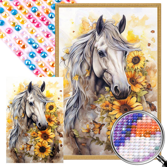 Sunflower Horse - Full AB Round Drill Diamond Painting 40*60CM