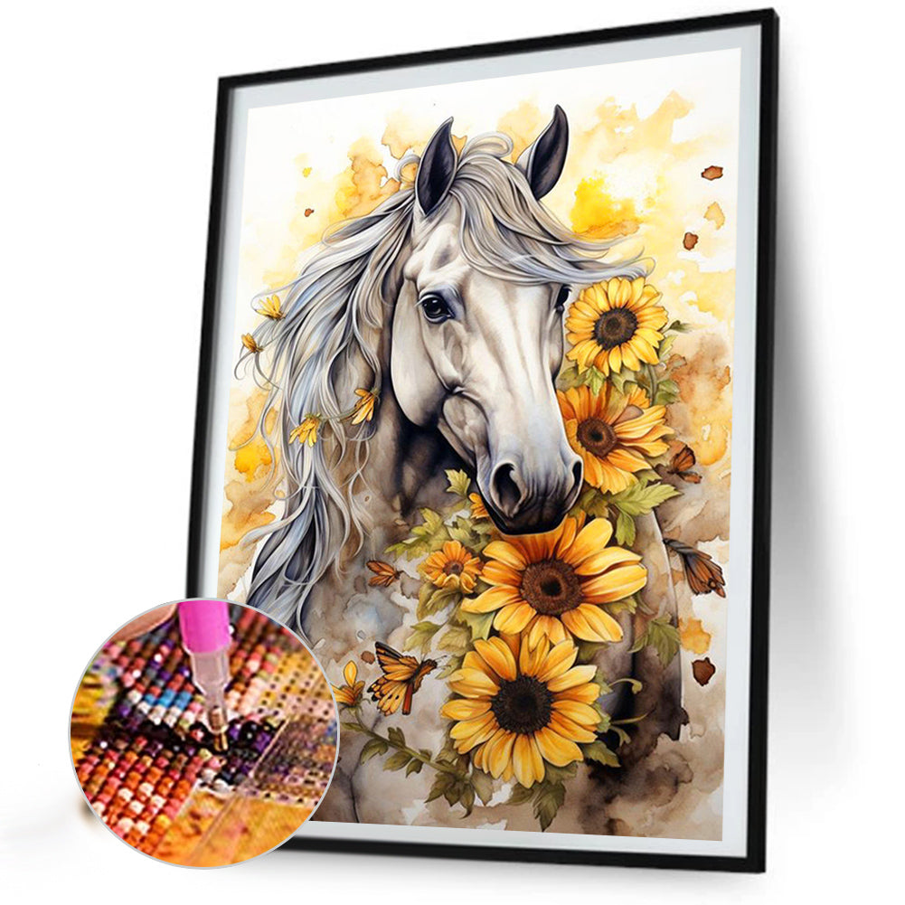 Sunflower Horse - Full AB Round Drill Diamond Painting 40*60CM