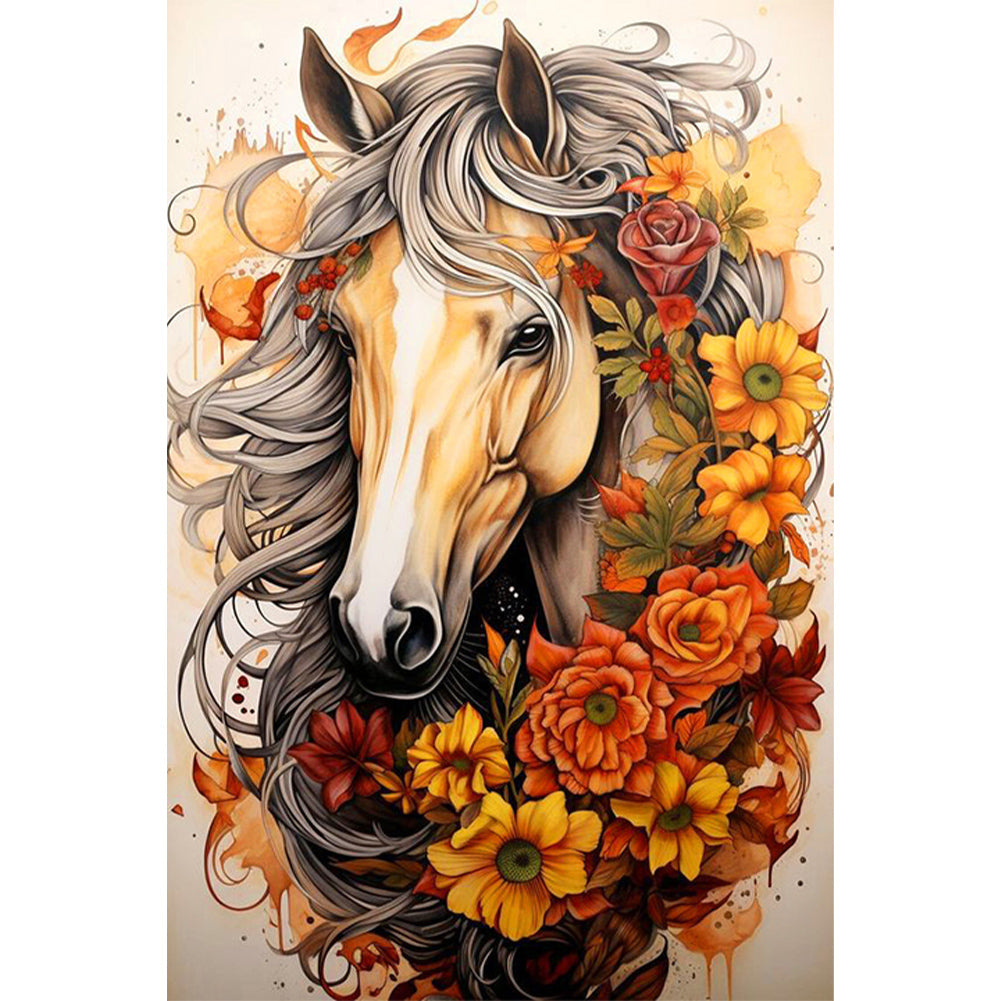 Sunflower Horse - Full AB Round Drill Diamond Painting 40*60CM