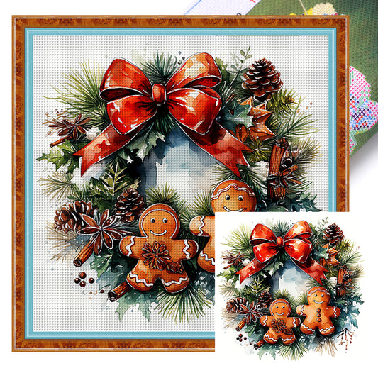 Wreath - 18CT Stamped Cross Stitch 30*30CM