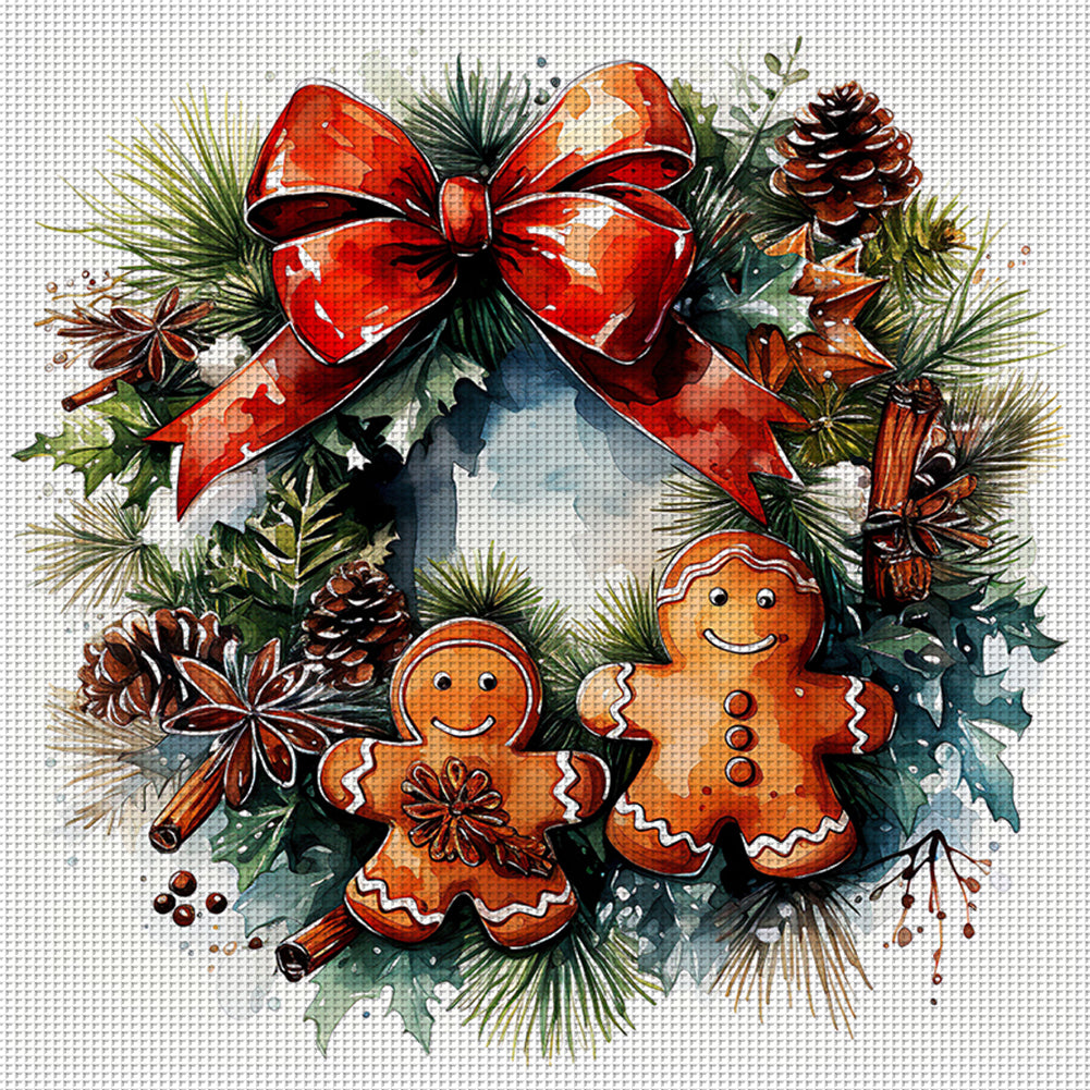 Wreath - 18CT Stamped Cross Stitch 30*30CM