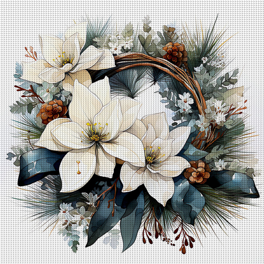 Wreath - 18CT Stamped Cross Stitch 30*30CM