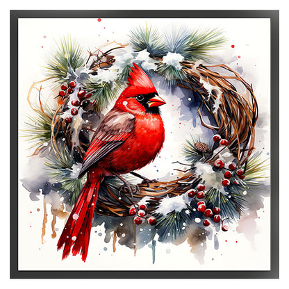 Cardinal Wreath - 18CT Stamped Cross Stitch 30*30CM