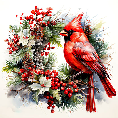 Cardinal Wreath - 18CT Stamped Cross Stitch 30*30CM