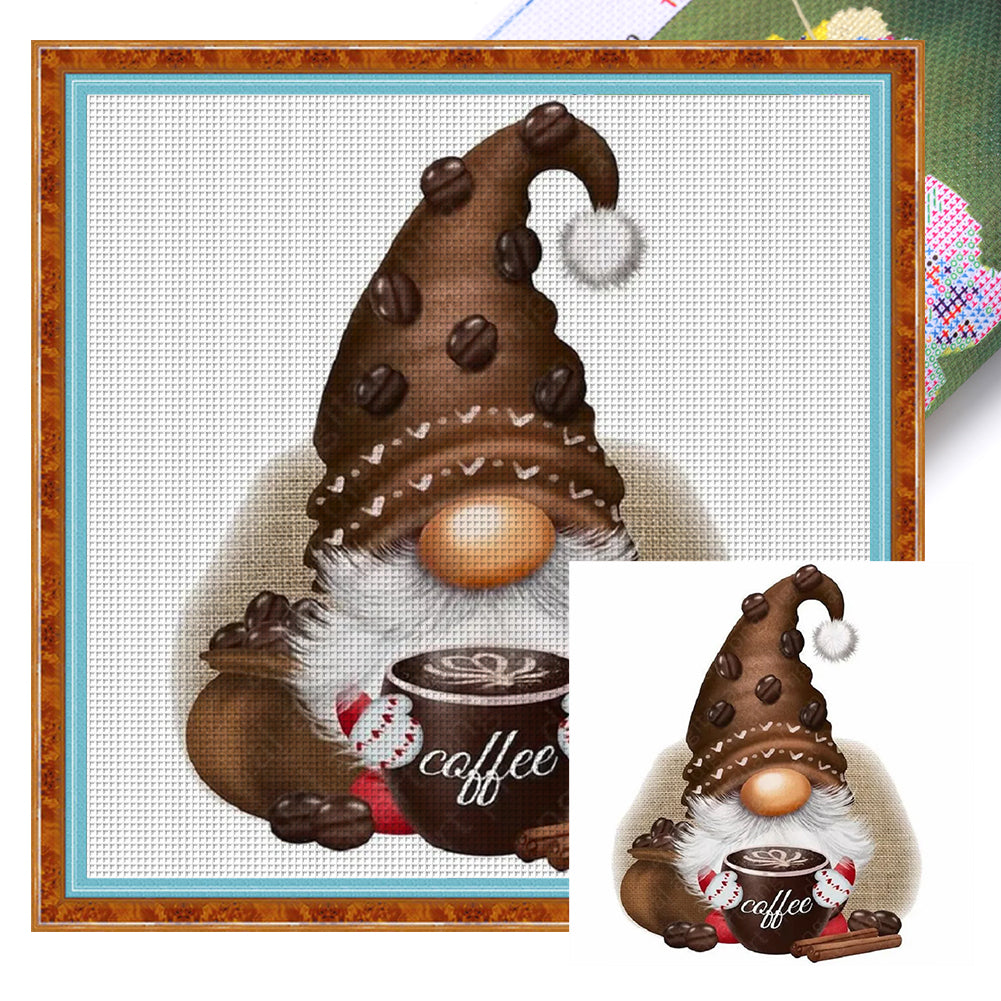 Coffee Gnome - 11CT Stamped Cross Stitch 40*40CM