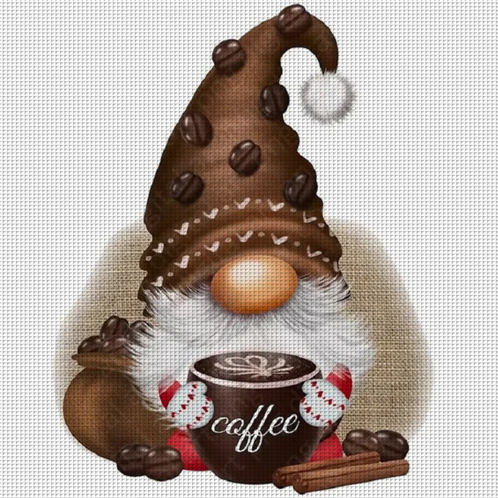 Coffee Gnome - 11CT Stamped Cross Stitch 40*40CM