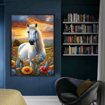 Flowers And Horses - 11CT Stamped Cross Stitch 40*60CM