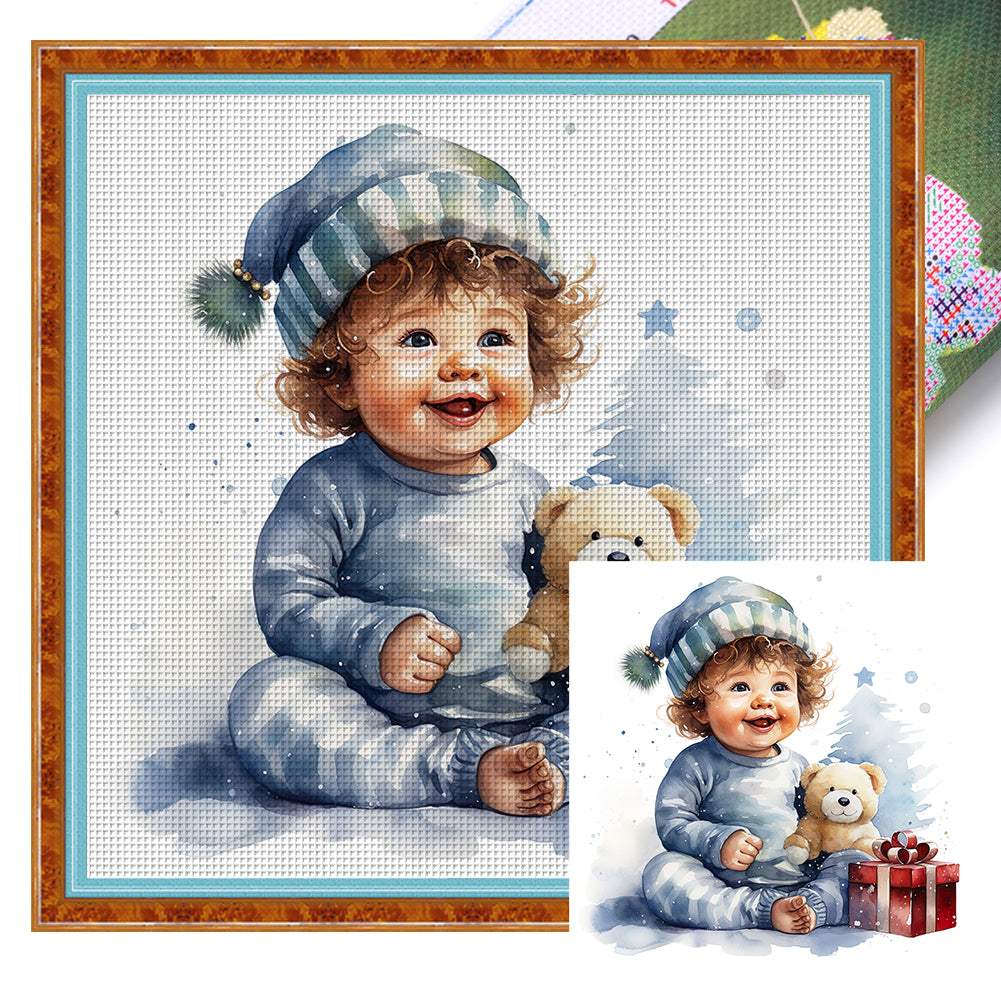 Christmas Cute Baby - 11CT Stamped Cross Stitch 45*45CM