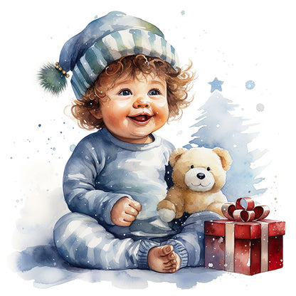 Christmas Cute Baby - 11CT Stamped Cross Stitch 45*45CM