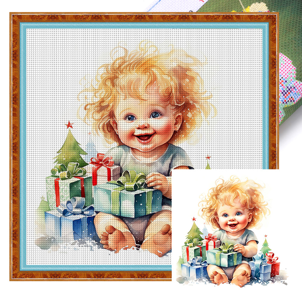 Christmas Cute Baby - 11CT Stamped Cross Stitch 45*45CM