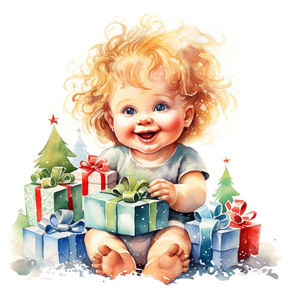 Christmas Cute Baby - 11CT Stamped Cross Stitch 45*45CM