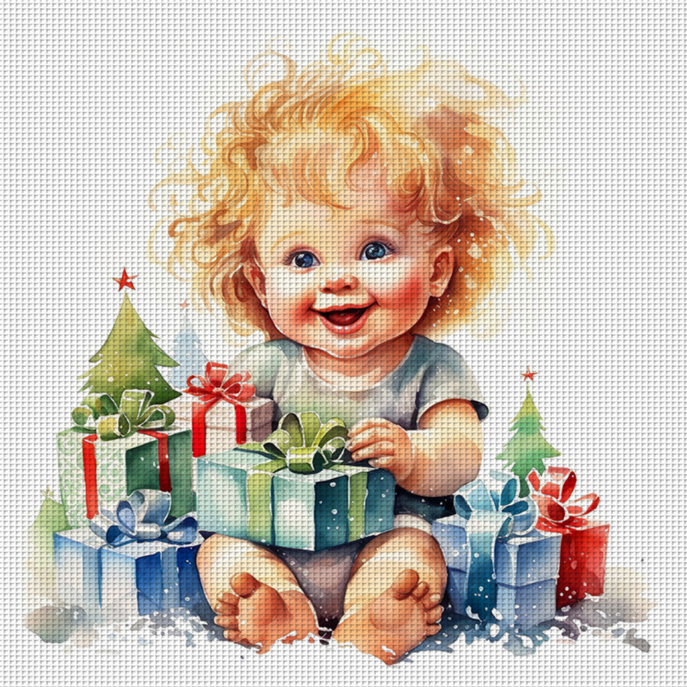 Christmas Cute Baby - 11CT Stamped Cross Stitch 45*45CM