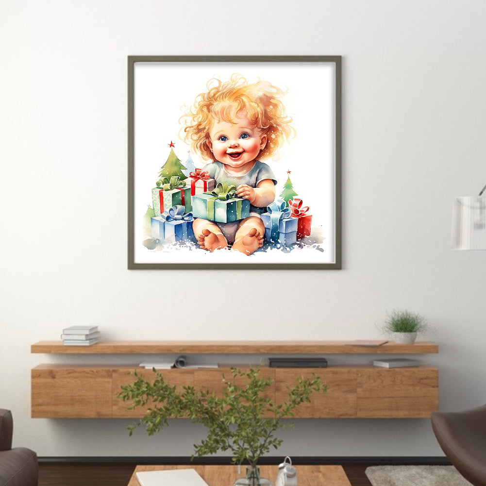 Christmas Cute Baby - 11CT Stamped Cross Stitch 45*45CM