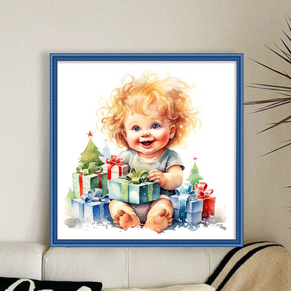 Christmas Cute Baby - 11CT Stamped Cross Stitch 45*45CM