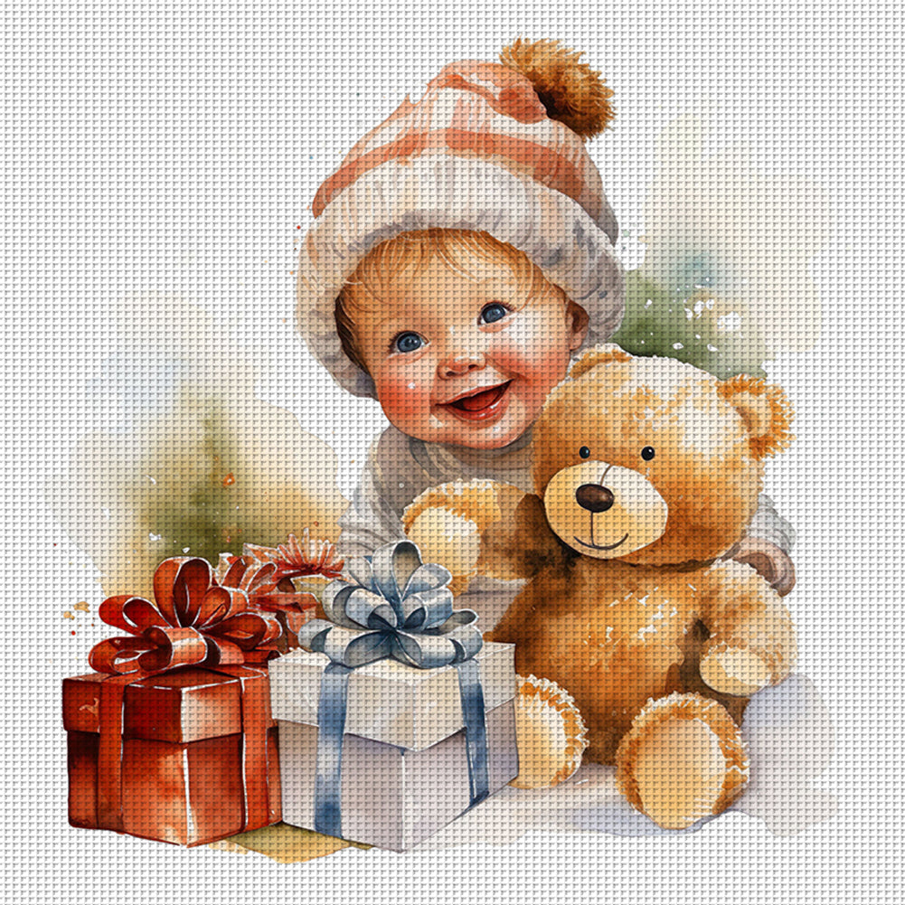 Christmas Cute Baby - 11CT Stamped Cross Stitch 45*45CM