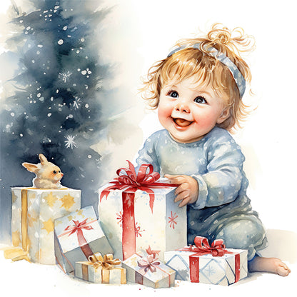 Christmas Cute Baby - 11CT Stamped Cross Stitch 45*45CM